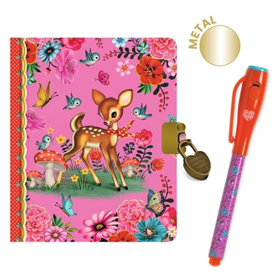 Djeco - Lovely Paper Fiona\'s lille dagbog m/lås og magisk pen