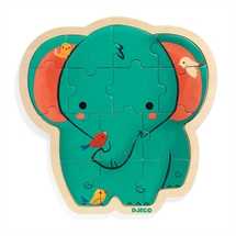 Djeco - Træpuslespil - Elefant (14 brikker)