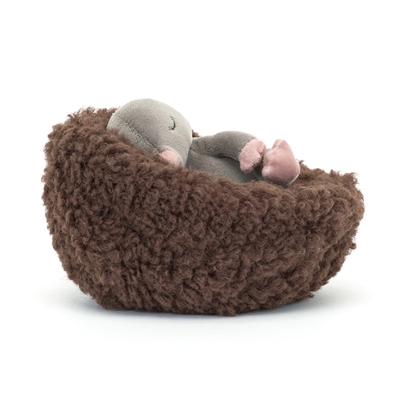 Jellycat -  Play - Hibernating Muldvarp i rede - 12 cm